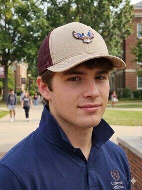 American Bald Eagle Flagged Khaki/Maroon Mesh Snapback Trucker Hat